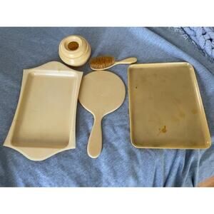 Antique French Celluloid Vanity Dresser Set + one other item